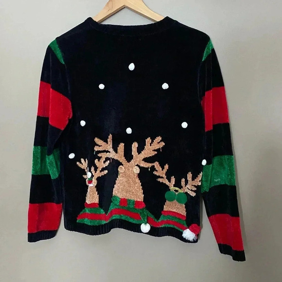 BEREK 2 vintage 90s soft chenille Christmas sweater Rudolph 3D jingles EUC sz S - Picture 14 of 16